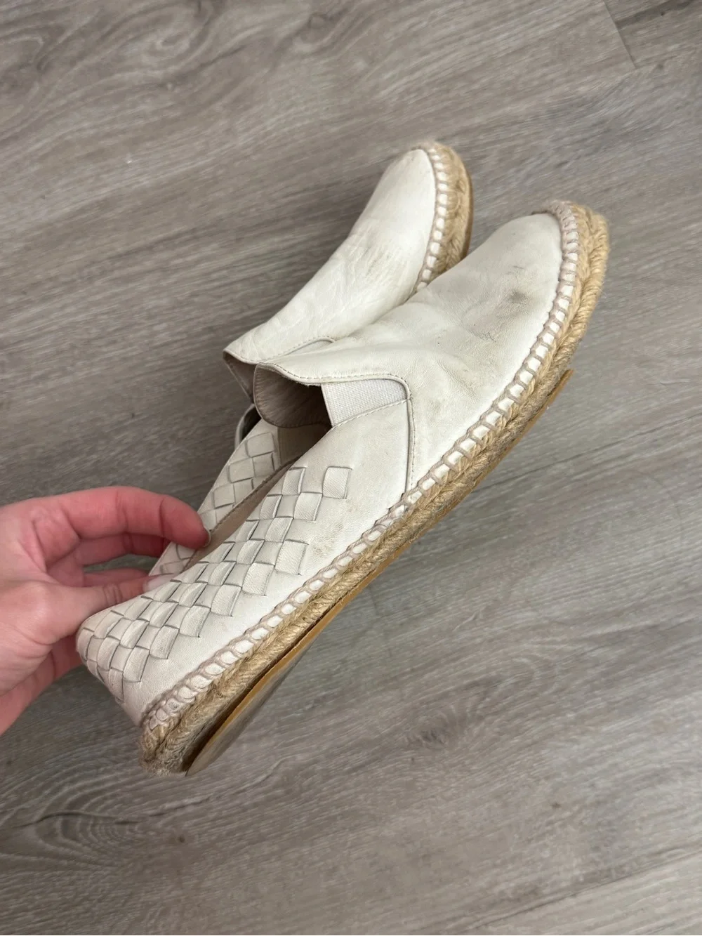 Bottega Veneta Cream Intrecciato Leather Espadrilles size 40